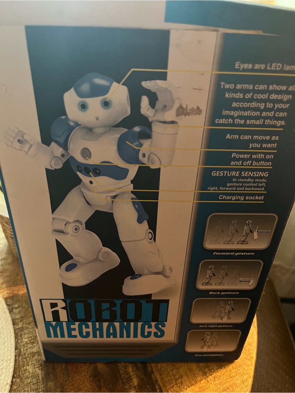 Robot Mechanics Gesture Sensing Kids Toy - Blue and White pre used